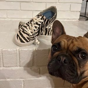 Seavees sneakers, cow hide zebra print, size 7.5